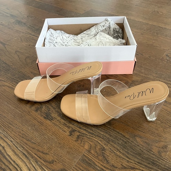 Clear Heeled Sandals Like New - Picture 1 of 4